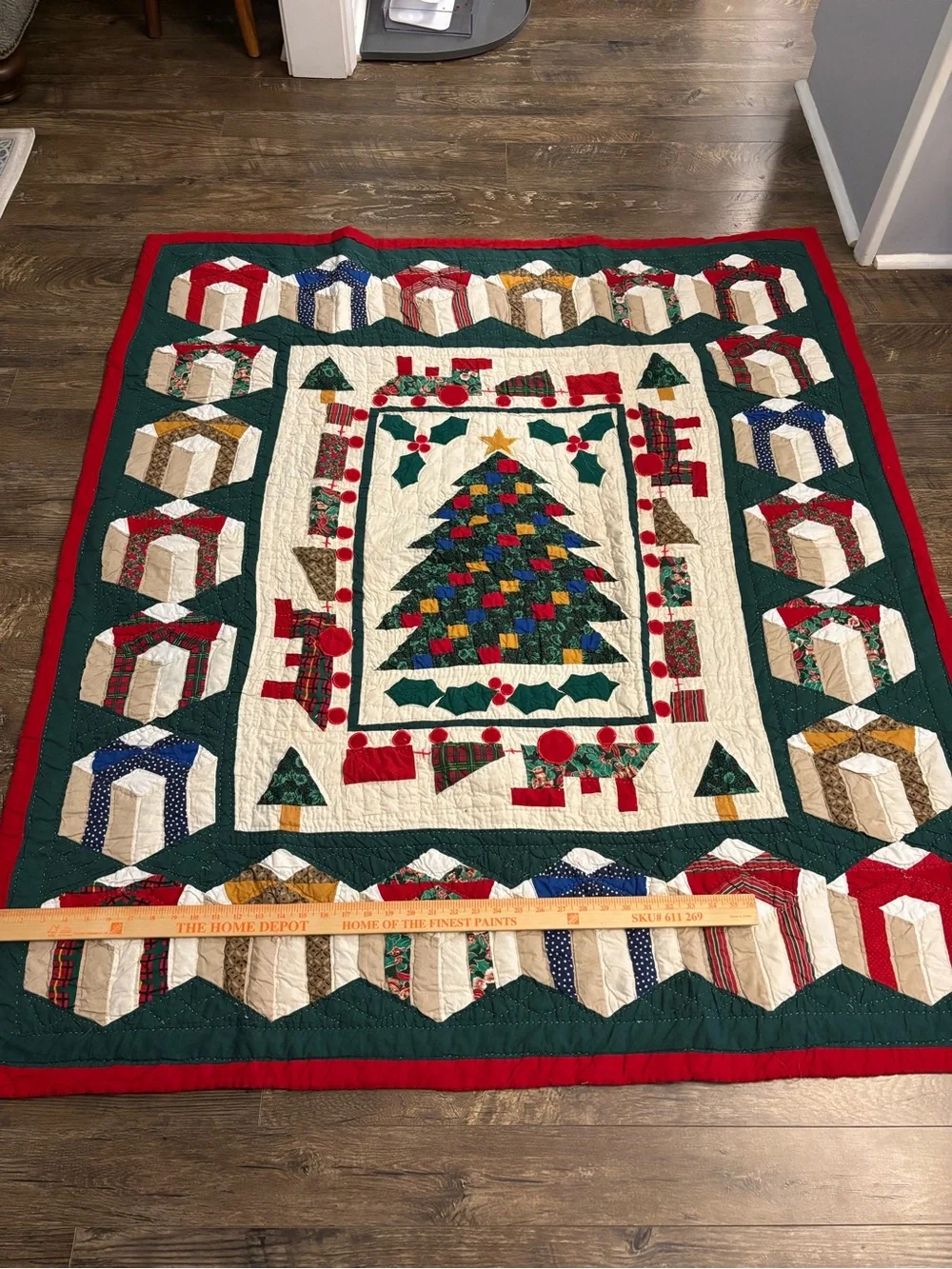 American Pacific Christmas Train Patchwork Quilted Thro/ Wall hanging 50” x 56.5